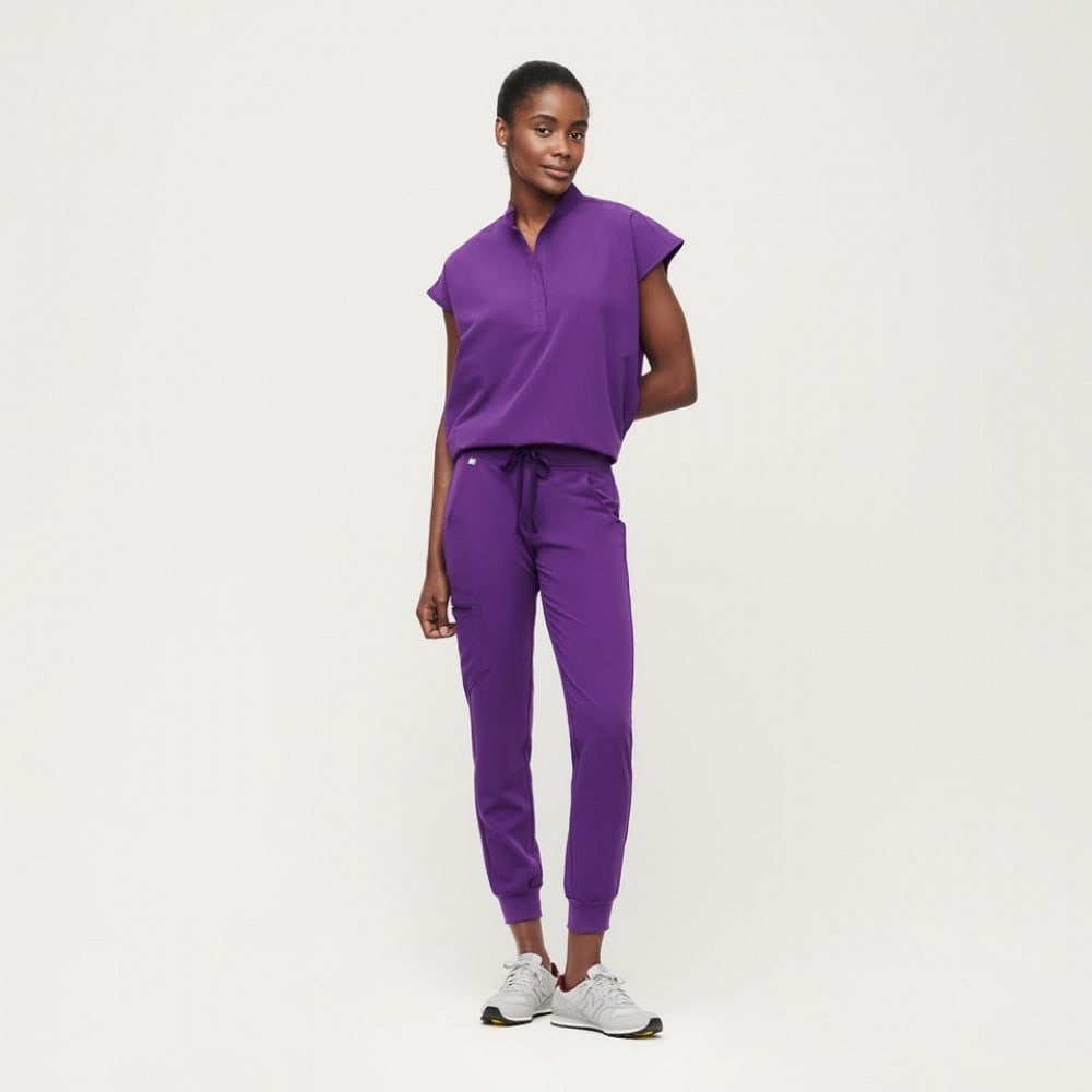 FIGS Digital Grape Women’s Scrub Set - Zamora Joggers and Catarina Scrub Top
